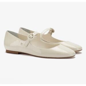Larroude Blair Mary Jane Flat Size 10 Soft Patent Ivory